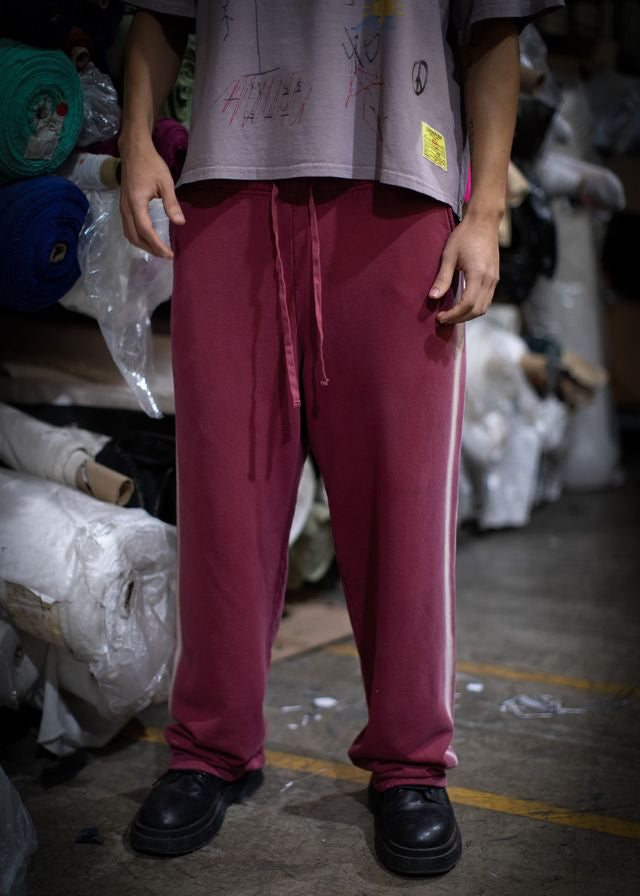 VINTAGE STRIPE JOGGER - BURGUNDY