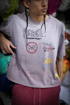 CROP PEACE TEE - Dusted Mauve